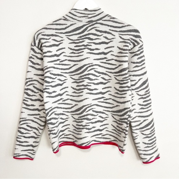 BOGO! Anthropologie Lizzie Gray & White Zebra Mock Neck Sweater Size XS - Picture 7 of 8